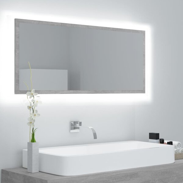 Specchio da Bagno a LED Grigio 100x8,5x37 cm in Acrilico