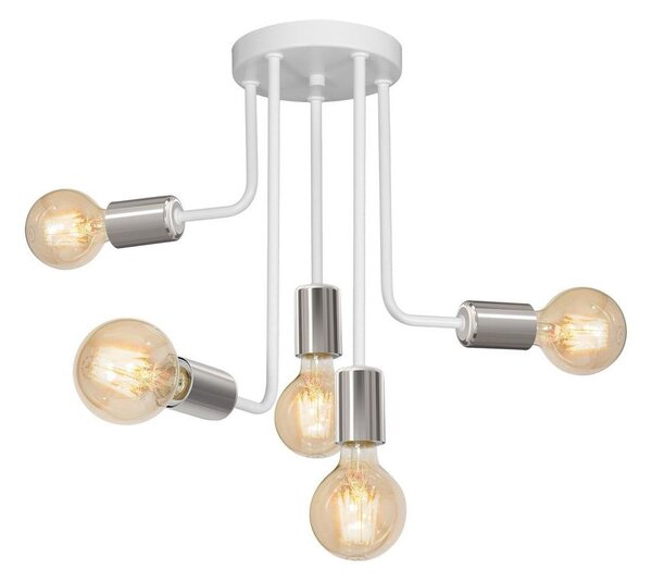 Lampadario a sospensione con supporto rigido CANDELA 5xE27/15W/230V bianco
