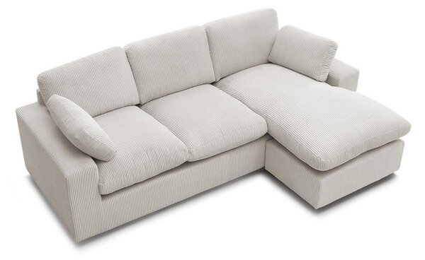 Divano angolare beige con rivestimento in velluto a coste Belair – Bobochic Paris