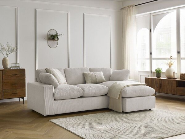 Divano angolare beige con rivestimento in velluto a coste Belair – Bobochic Paris