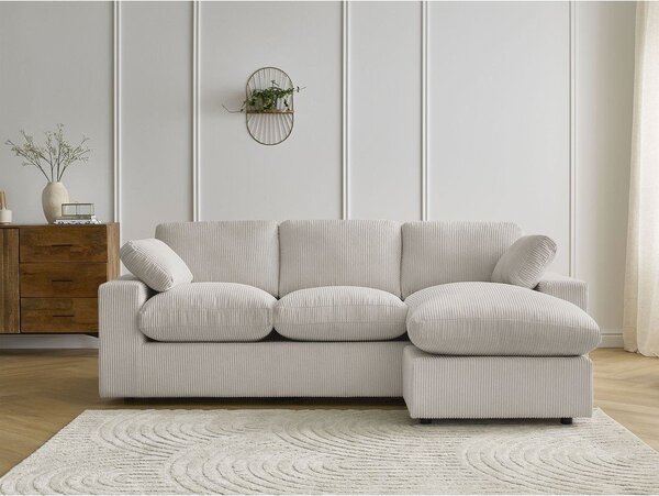 Divano angolare beige con rivestimento in velluto a coste Belair – Bobochic Paris