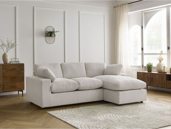Divano angolare beige con rivestimento in velluto a coste Belair – Bobochic Paris