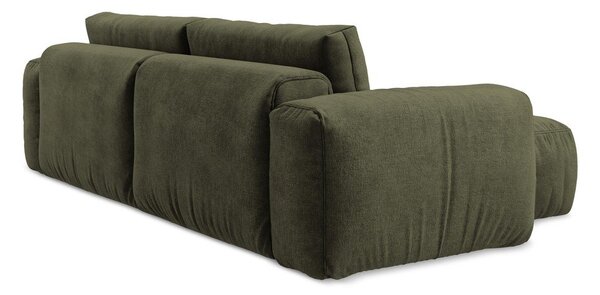 Divano angolare verde allungabile (con penisola a sinistra/con chaise lounge) con rivestimento in ciniglia Kuki – Makamii
