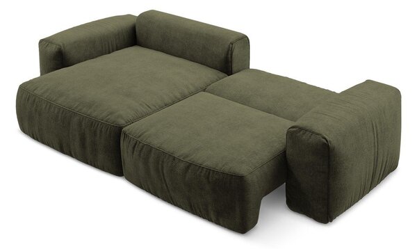 Divano angolare verde allungabile (con penisola a sinistra/con chaise lounge) con rivestimento in ciniglia Kuki – Makamii