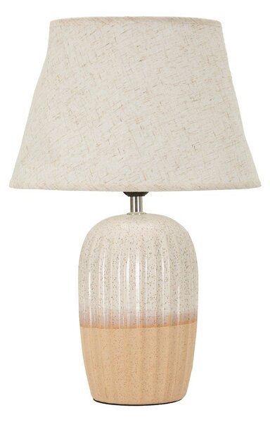 Lampada da tavolo color crema in ceramica con paralume in tessuto (altezza totale 44 cm) Japandi – Mauro Ferretti