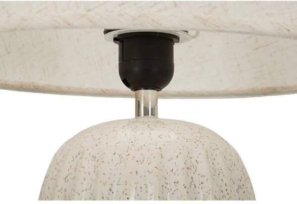 Lampada da tavolo color crema in ceramica con paralume in tessuto (altezza totale 44 cm) Japandi – Mauro Ferretti