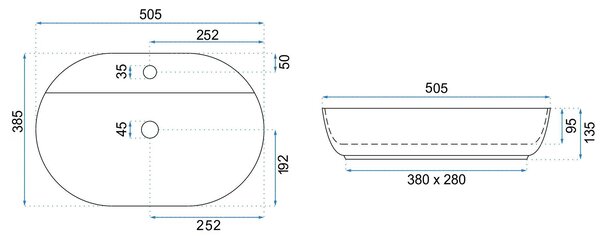 Lavabo da appoggio REA Aura 51 Kashmir
