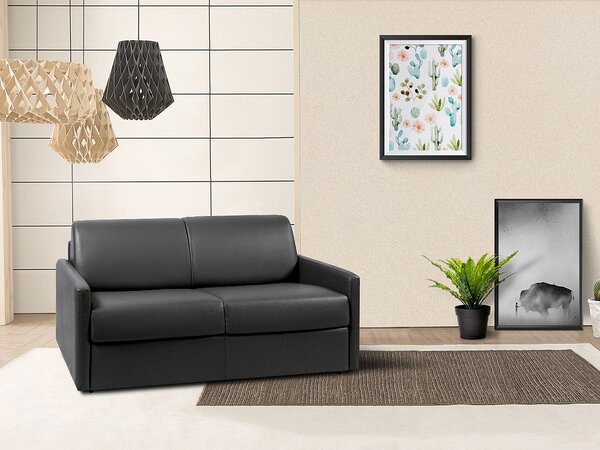 Divano letto 2 posti a ribalta in similpelle Nero - Larghezza Materasso 120 cm - Spessore da 18 cm - CALIFE