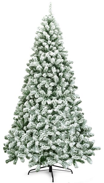 Costway Albero artificiale di Natale con 1364 rami, Abete innevato con aghi in PVC solida base di metallo 225cm