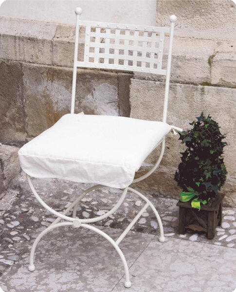Sedia in ferro battuto in ferro battuto Lavorazione antica a mano Dimensioni 54x58x h 92 cm utilizzabile in ambienti Interni o esterni coperti Bianco pastello