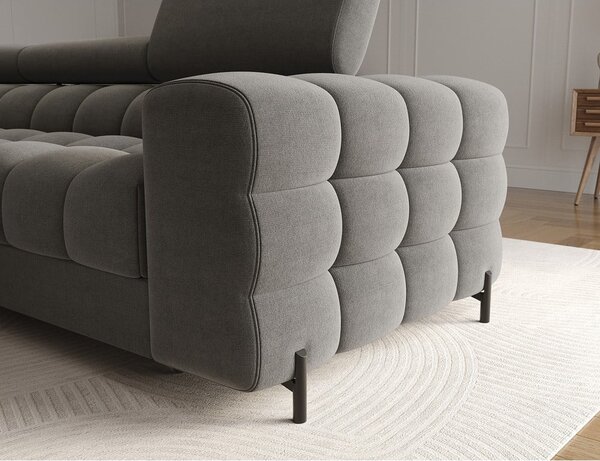 Divano angolare grigio tortora allungabile/con contenitore (con penisola a sinistra/con chaise lounge) con rivestimento in velluto Felro – ELTAP