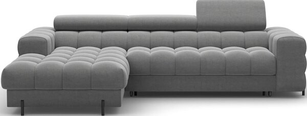 Divano angolare grigio tortora allungabile/con contenitore (con penisola a sinistra/con chaise lounge) con rivestimento in velluto Felro – ELTAP