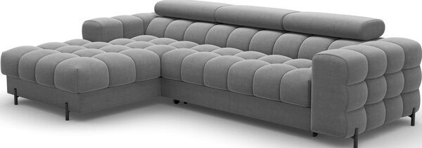 Divano angolare grigio tortora allungabile/con contenitore (con penisola a sinistra/con chaise lounge) con rivestimento in velluto Felro – ELTAP
