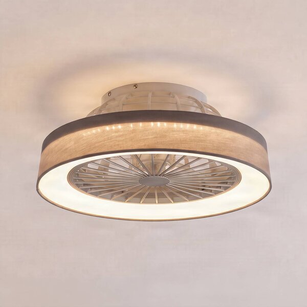 Ventilatore da soffitto LED Lindby Mace, grigio, Ø 47 cm, silenzioso, CCT Mace Lindby, dimmerabile, Alluminio / Grigio / Zincato, Soggiorno / Sala da pranzo, Plastica, Moderno