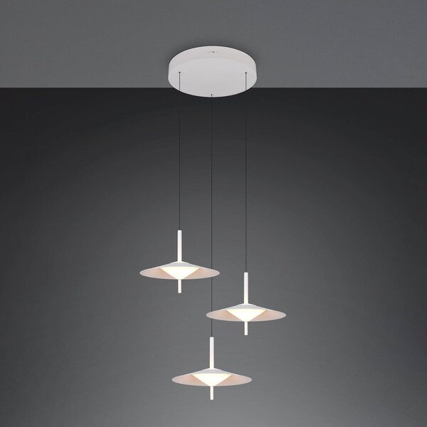 Trio Lighting Lampada a sospensione Amalo, dimmerabile, Bianco / Opale, Soggiorno / Sala da pranzo, Metallo, Moderno, Lampada a sospensione