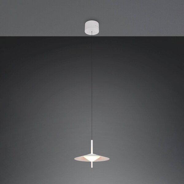 Trio Lighting Lampada a sospensione Amalo, dimmerabile, Bianco / Opale, Soggiorno / Sala da pranzo, Metallo, Moderno, Lampada a sospensione