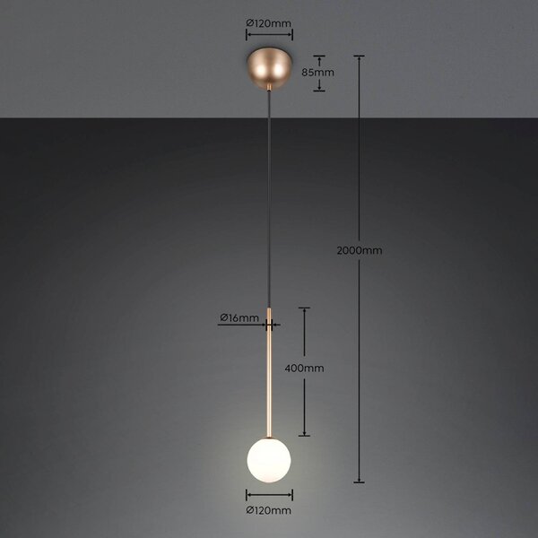 Trio Lighting Lampada a sospensione Firano, Ottone / Oro, Soggiorno / Sala da pranzo, Metallo, Moderno, Lampada a sospensione