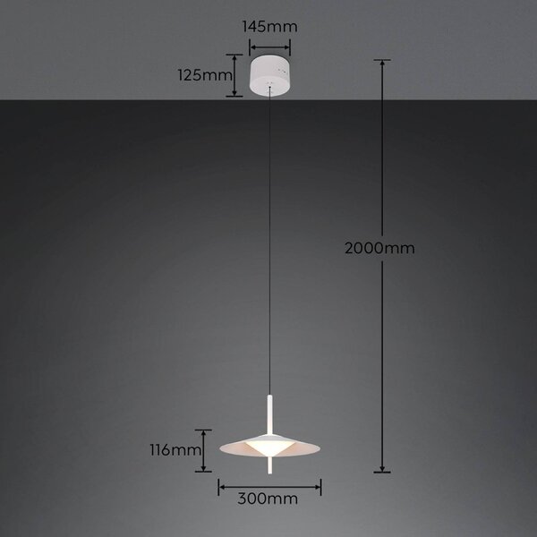 Trio Lighting Lampada a sospensione Amalo, dimmerabile, Bianco / Opale, Soggiorno / Sala da pranzo, Metallo, Moderno, Lampada a sospensione