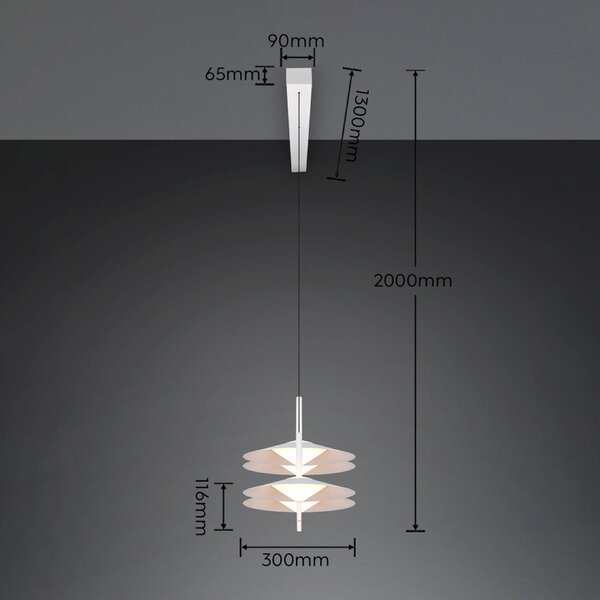 Trio Lighting Lampada a sospensione Amalo, dimmerabile, Bianco / Opale, Soggiorno / Sala da pranzo, Metallo, Moderno, Lampada a sospensione