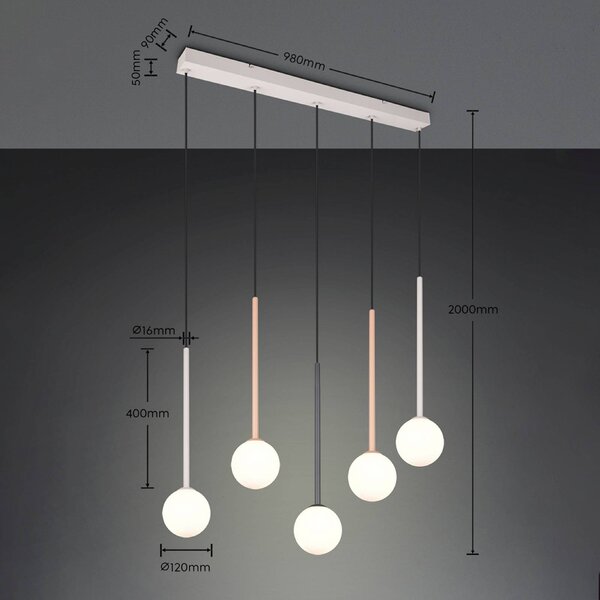 Trio Lighting Lampada a sospensione Firano, Multicolore, Soggiorno / Sala da pranzo, Metallo, Moderno, Lampada a sospensione