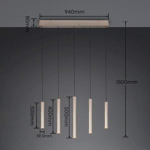 Trio Lighting Lampada a sospensione Arimato, Crema / Ambra, Soggiorno / Sala da pranzo, Metallo, Moderno, Lampada a sospensione