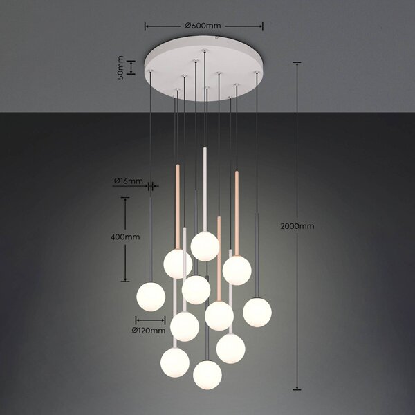 Trio Lighting Lampada a sospensione Firano, Multicolore, Soggiorno / Sala da pranzo, Metallo, Moderno, Lampada a sospensione
