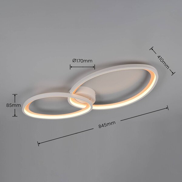 Trio Lighting Plafoniera soffitto Sivo, dimmerabile, Bianco / Opale, Soggiorno / Sala da pranzo, Metallo, Plafoniera
