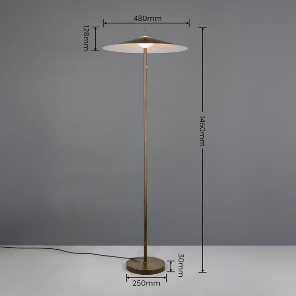 Trio Lighting Lampada da terra a LED Amalo, dimmerabile, Alluminio / Grigio / Zincato, Soggiorno / Sala da pranzo, Metallo, Moderno, Lampada LED da terra