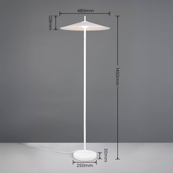 Trio Lighting Lampada da terra a LED Amalo, dimmerabile, Bianco / Opale, Soggiorno / Sala da pranzo, Metallo, Moderno, Lampada LED da terra