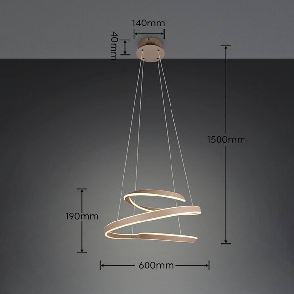 Trio Lighting Lampada a sospensione Arlington, dimmerabile, Crema / Ambra, Soggiorno / Sala da pranzo, Metallo, Moderno, Lampada a sospensione