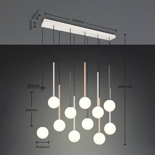 Trio Lighting Lampada a sospensione Firano, Multicolore, Soggiorno / Sala da pranzo, Metallo, Moderno, Lampada a sospensione