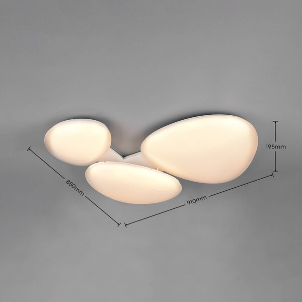 Trio Lighting Plafoniera soffitto Ozera, dimmerabile, Bianco / Opale, Soggiorno / Sala da pranzo, Plastica, Moderno, Plafoniera