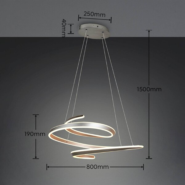 Trio Lighting Lampada a sospensione Arlington, dimmerabile, Alluminio / Grigio / Zincato, Soggiorno / Sala da pranzo, Metallo, Moderno, Lampada a sospensione