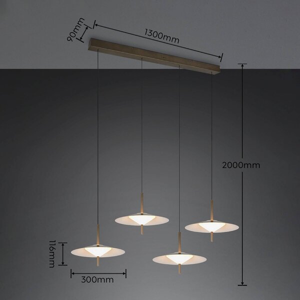 Trio Lighting Lampada a sospensione Amalo, dimmerabile, Alluminio / Grigio / Zincato, Soggiorno / Sala da pranzo, Metallo, Moderno, Lampada a sospensione