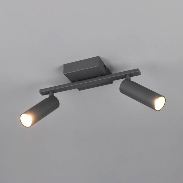 Trio Lighting Faretto da soffitto Dara, lunghezza 28 cm, antracite, metallo, a 2 luci. Dara, Nero, Soggiorno / Sala da pranzo, Metallo, Moderno, Downlight