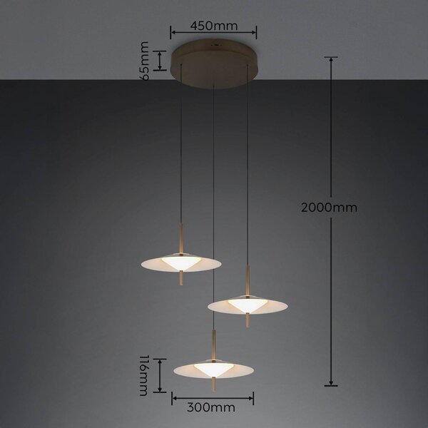 Trio Lighting Lampada a sospensione Amalo, dimmerabile, Alluminio / Grigio / Zincato, Soggiorno / Sala da pranzo, Metallo, Moderno, Lampada a sospensione