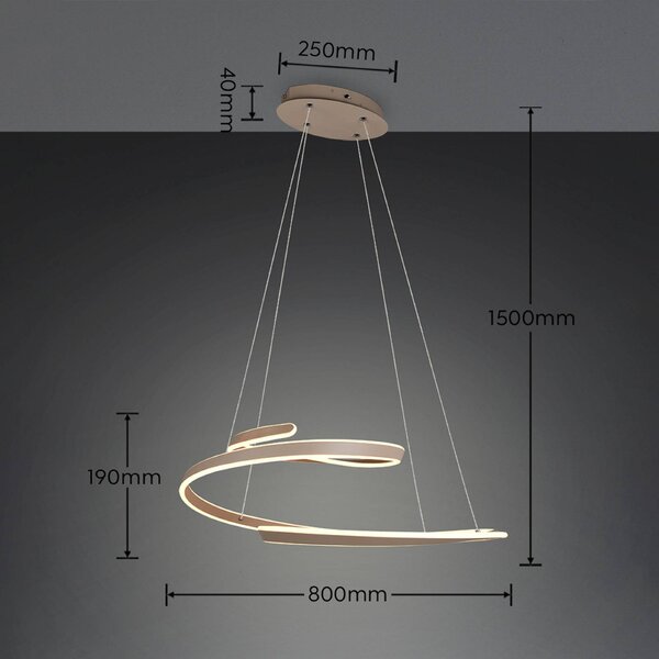 Trio Lighting Lampada a sospensione Arlington, dimmerabile, Crema / Ambra, Soggiorno / Sala da pranzo, Metallo, Moderno, Lampada a sospensione