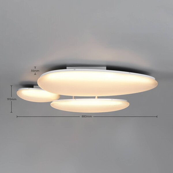 Trio Lighting Plafoniera soffitto Ozera, dimmerabile, Bianco / Opale, Soggiorno / Sala da pranzo, Plastica, Moderno, Plafoniera