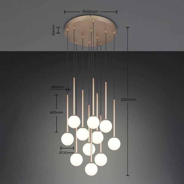 Trio Lighting Lampada a sospensione Firano, Ottone / Oro, Soggiorno / Sala da pranzo, Metallo, Moderno, Lampada a sospensione