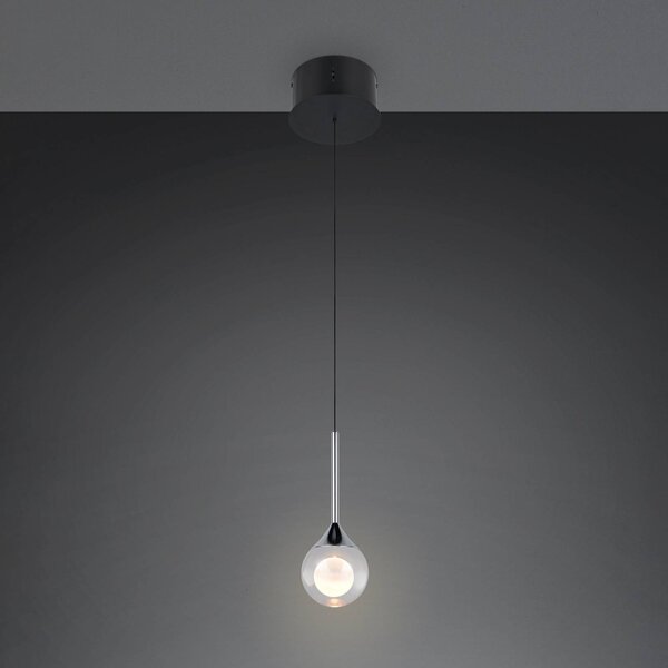 Trio Lighting Lampada a sospensione Calista, dimmerabile, Cromo / Argento, Soggiorno / Sala da pranzo, Metallo, Moderno, Lampada a sospensione