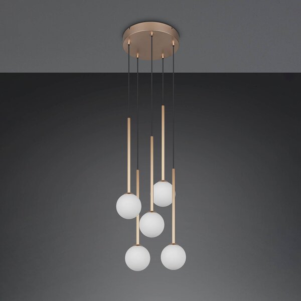 Trio Lighting Lampada a sospensione Firano, Ottone / Oro, Soggiorno / Sala da pranzo, Metallo, Moderno, Lampada a sospensione