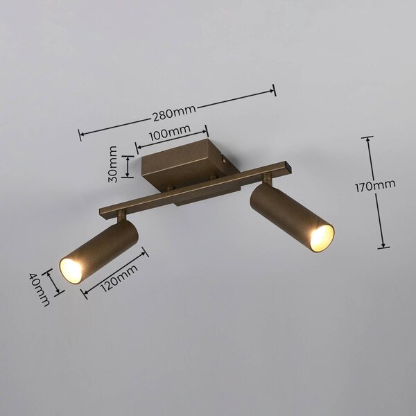 Trio Lighting Faretto da soffitto Dara, lunghezza 28 cm, color platino, metallo, a 2 luci. Dara, Alluminio / Grigio / Zincato, Soggiorno / Sala da pranzo, Metallo, Moderno, Downlight