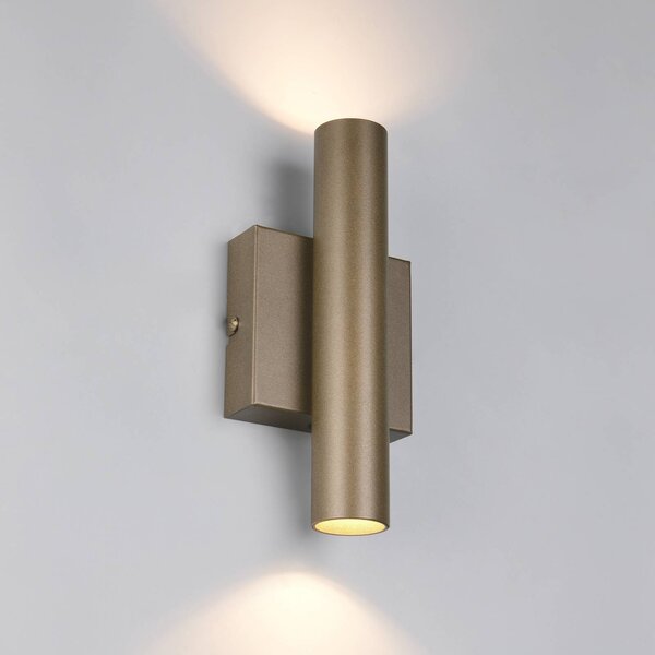 Trio Lighting Faretto da parete Dara, altezza 22 cm, color platino, metallo, a 2 luci. Dara, Alluminio / Grigio / Zincato, Soggiorno / Sala da pranzo, Metallo, Moderno, Faretto alogeno
