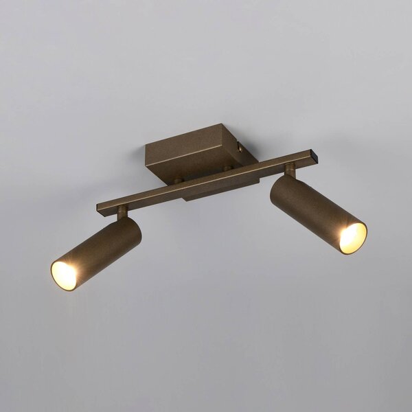 Trio Lighting Faretto da soffitto Dara, lunghezza 28 cm, color platino, metallo, a 2 luci. Dara, Alluminio / Grigio / Zincato, Soggiorno / Sala da pranzo, Metallo, Moderno, Downlight