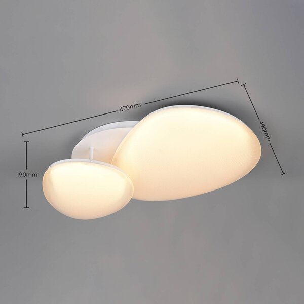 Trio Lighting Plafoniera soffitto Ozera, dimmerabile, Bianco / Opale, Soggiorno / Sala da pranzo, Plastica, Moderno, Plafoniera