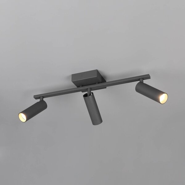 Trio Lighting Faretto da soffitto Dara, lunghezza 46 cm, antracite, metallo, a 3 luci. Dara, Nero, Soggiorno / Sala da pranzo, Metallo, Moderno, Downlight