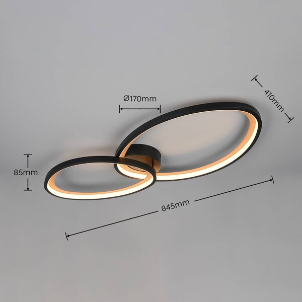Trio Lighting Plafoniera soffitto Sivo, dimmerabile, Nero, Soggiorno / Sala da pranzo, Metallo, Moderno, Plafoniera