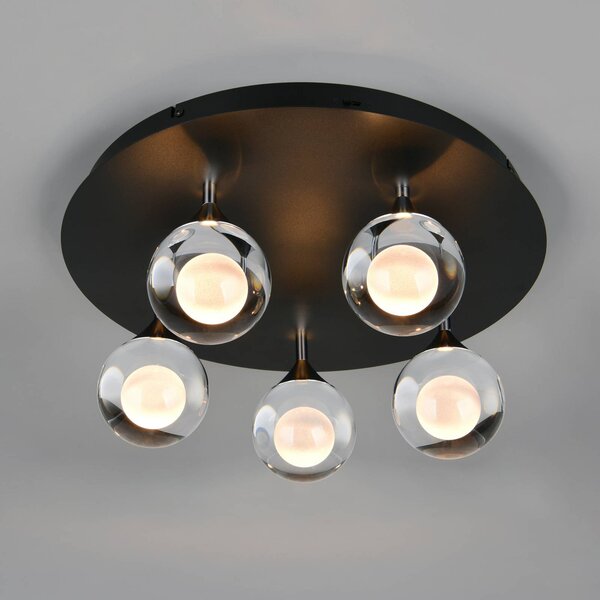 Trio Lighting Plafoniera a LED Calista, dimmerabile, Cromo / Argento, Soggiorno / Sala da pranzo, Metallo, Moderno, Plafoniera LED