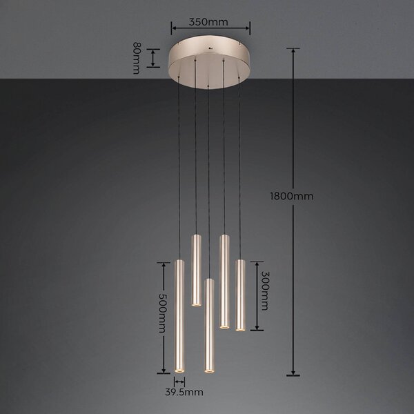 Trio Lighting Lampada a sospensione Arimato, Crema / Ambra, Soggiorno / Sala da pranzo, Metallo, Moderno, Lampada a sospensione