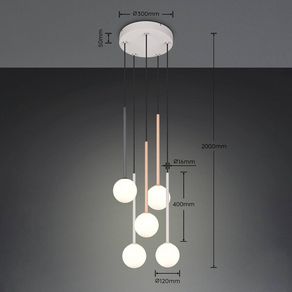 Trio Lighting Lampada a sospensione Firano, Multicolore, Soggiorno / Sala da pranzo, Metallo, Moderno, Lampada a sospensione